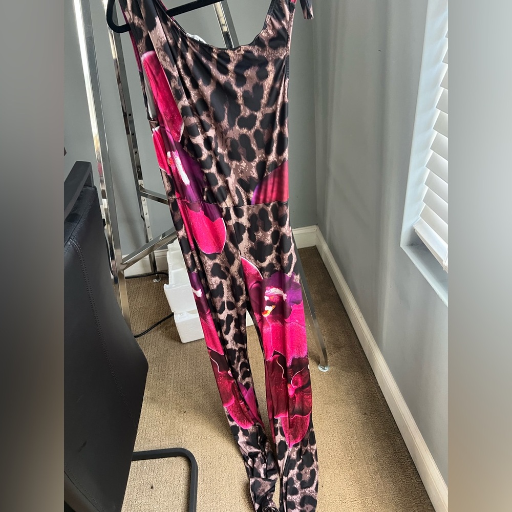 Swipe left Fashion Nova Pink and Brown Leopard Jumpsuit